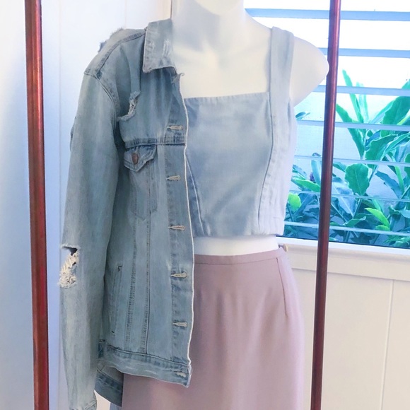Zara Tops - Zara TRF DENIM_ Zip Back Crop Top